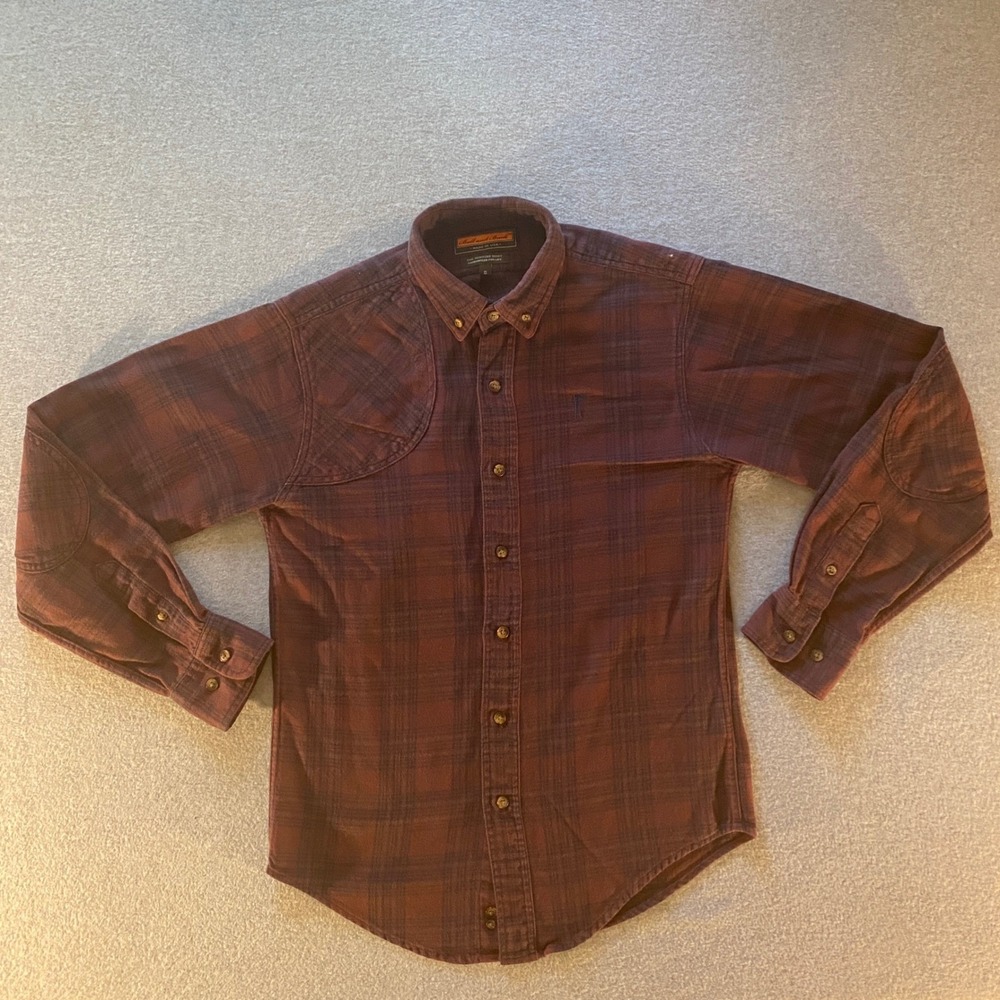 Ball and Buck The Hunters Shirt Mens Small Maroon Plaid Flannel Made in USA S